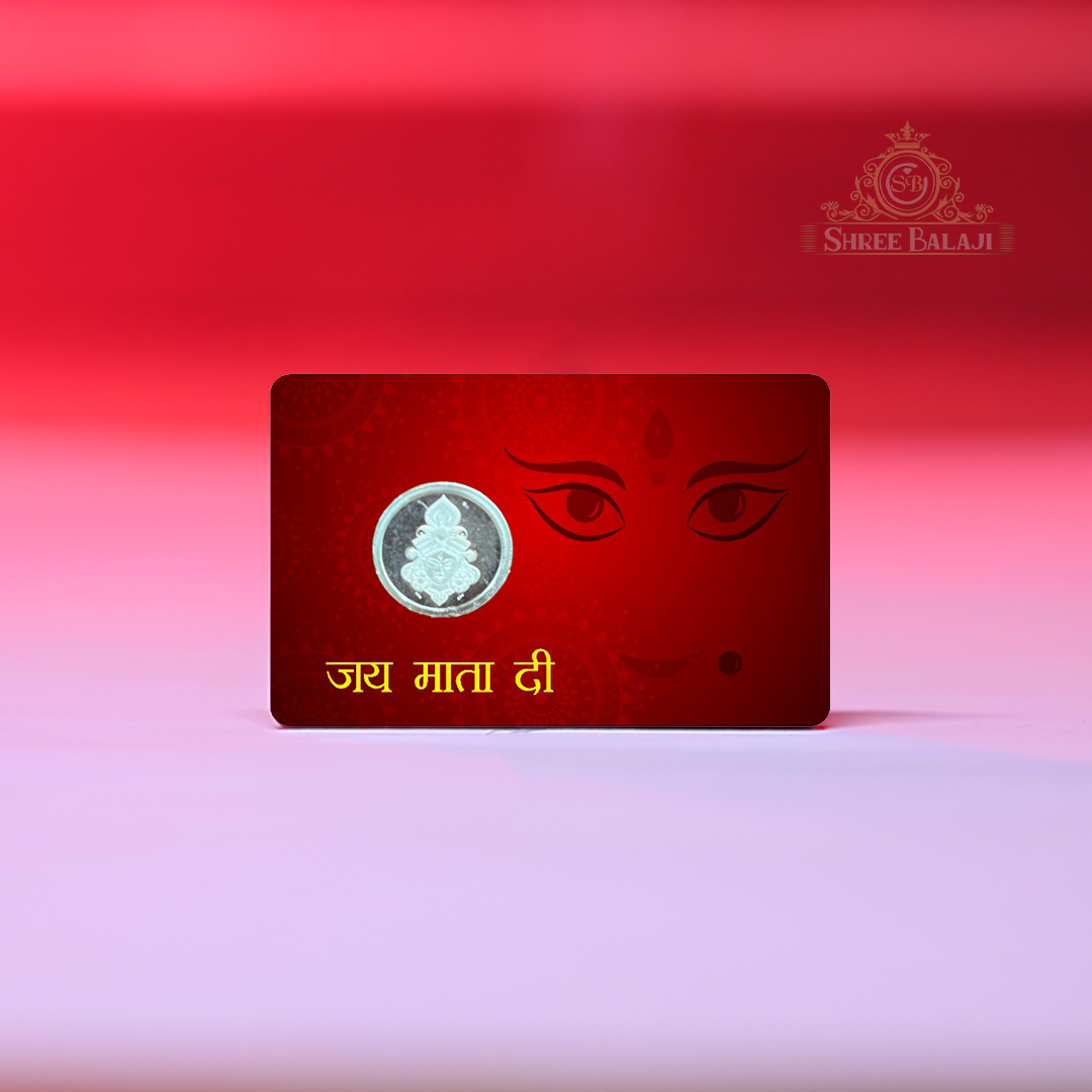 1 Gram Round Durga ji Silver Coin with Laminated PVC Card image 3
