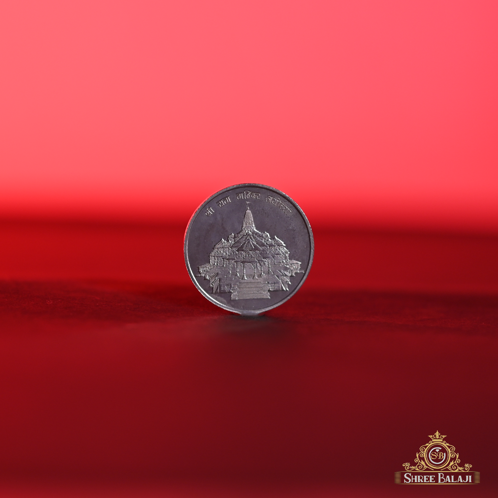 Shri Ram Mandir 10 Gram Silver Coin With Laminated Pvc Card image 1