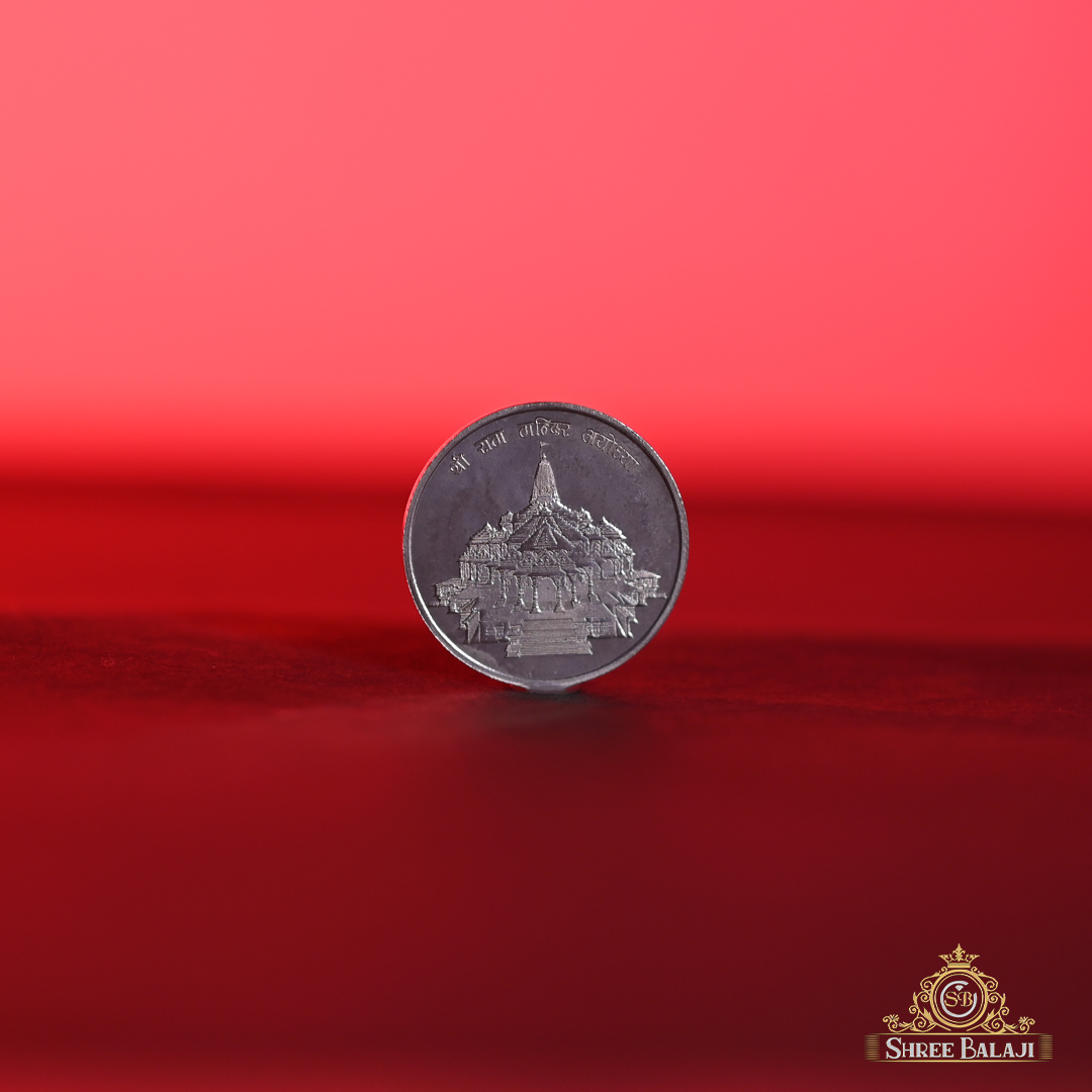 Shri Ram Mandir 10 Gram Silver Coin With Laminated Pvc Card image 1