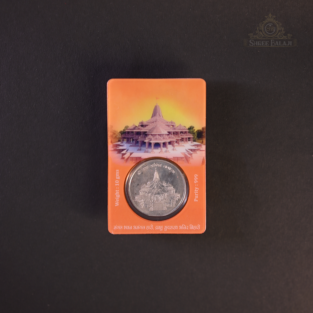 Shri Ram Mandir 10 Gram Silver Coin With Laminated Pvc Card image 5