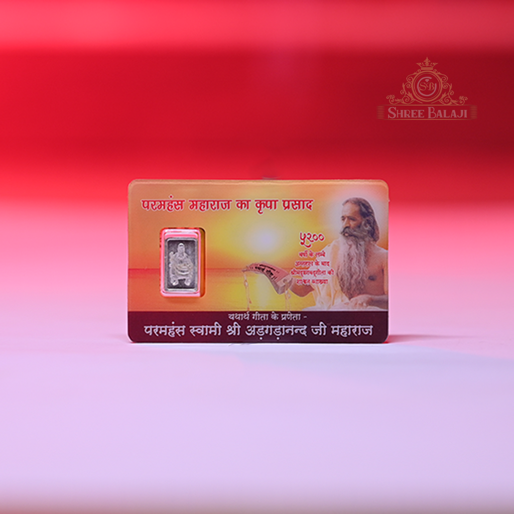 Swami Adgadanand Ji Maharaj 1 Gram Silver Coin with Laminated PVC Card image 0