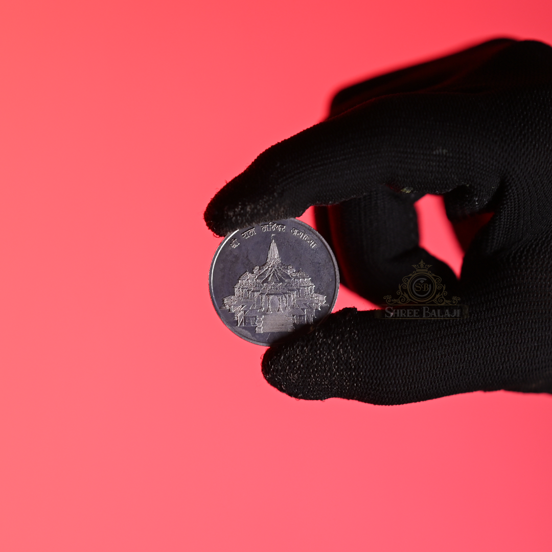 Shri Ram Mandir 10 Gram Silver Coin With Laminated Pvc Card image 2