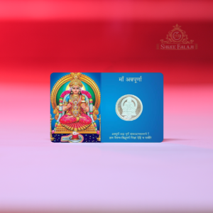 1 Gram Round Maa Annapurna Silver Coin with Laminated PVC Card